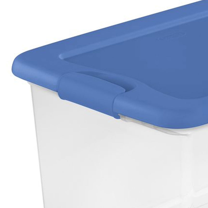 Sterilite 64 Quart Clear Plastic Latching Storage Container Box, Blue (6 Pack)