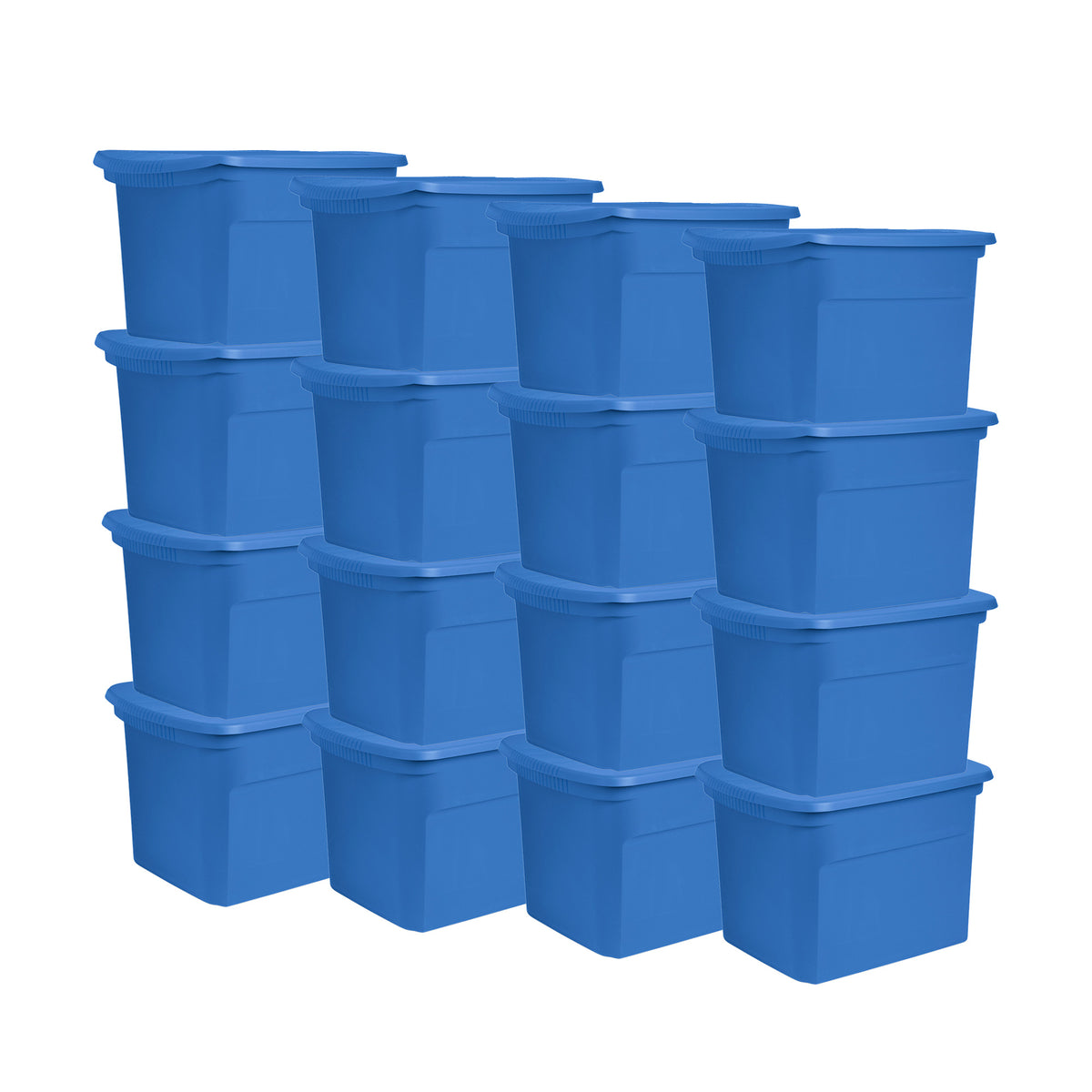 Sterilite 18 Gal Stackable Storage Box Container w/Handle, Blue Summer (16 Pack)