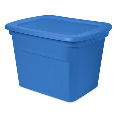 Sterilite 18 Gal Stackable Storage Box Container w/Handle, Blue Summer (24 Pack)