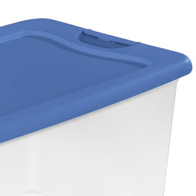 Sterilite 64 Quart Clear Plastic Latching Storage Container, Blue (24 Pack)