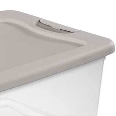 Sterilite 15 Quart Clear Plastic Latching Storage Container Box, Grey (12 Pack)