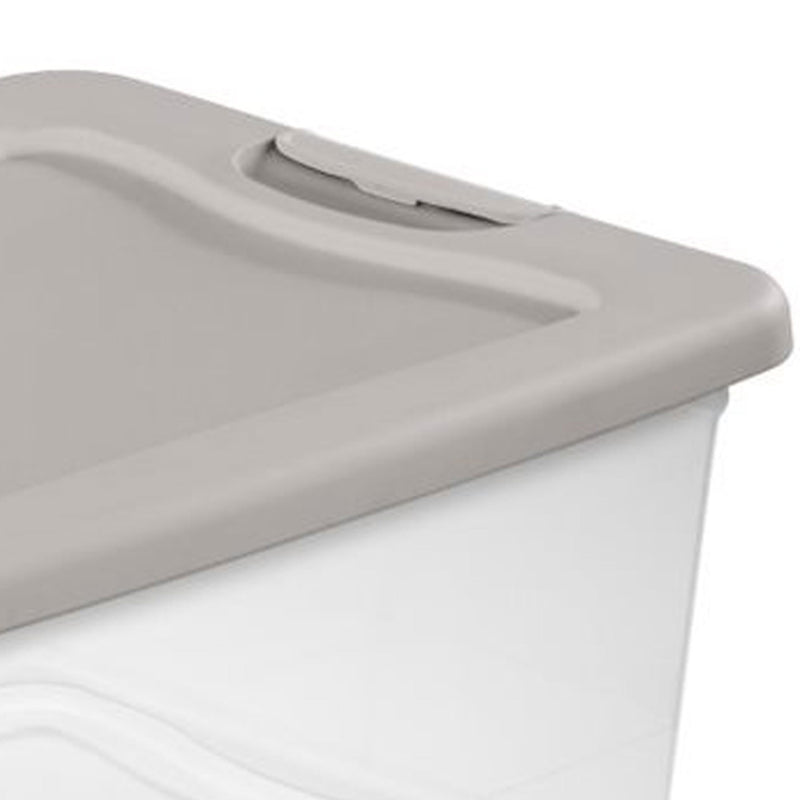 Sterilite 15 Quart Clear Plastic Latching Storage Container Box, Grey (48 Pack)