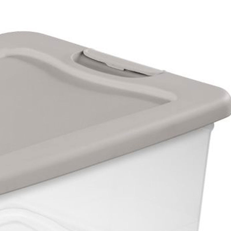 Sterilite 15 Quart Clear Plastic Latching Storage Container Box, Grey (12 Pack)