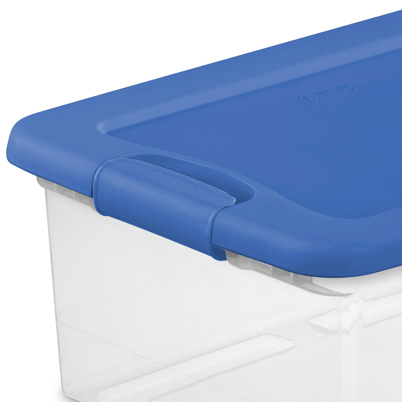 Sterilite 15 Qt Clear Latching Storage Container Organizing Box, Blue (12 Pack)