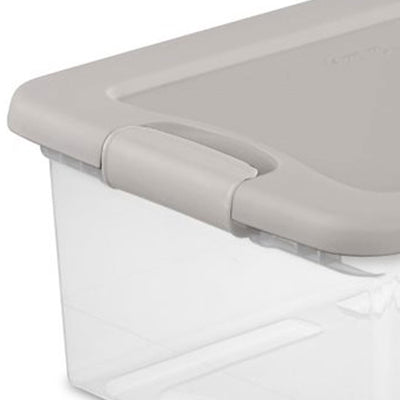 Sterilite 15 Quart Clear Plastic Latching Storage Container Box, Grey (24 Pack)