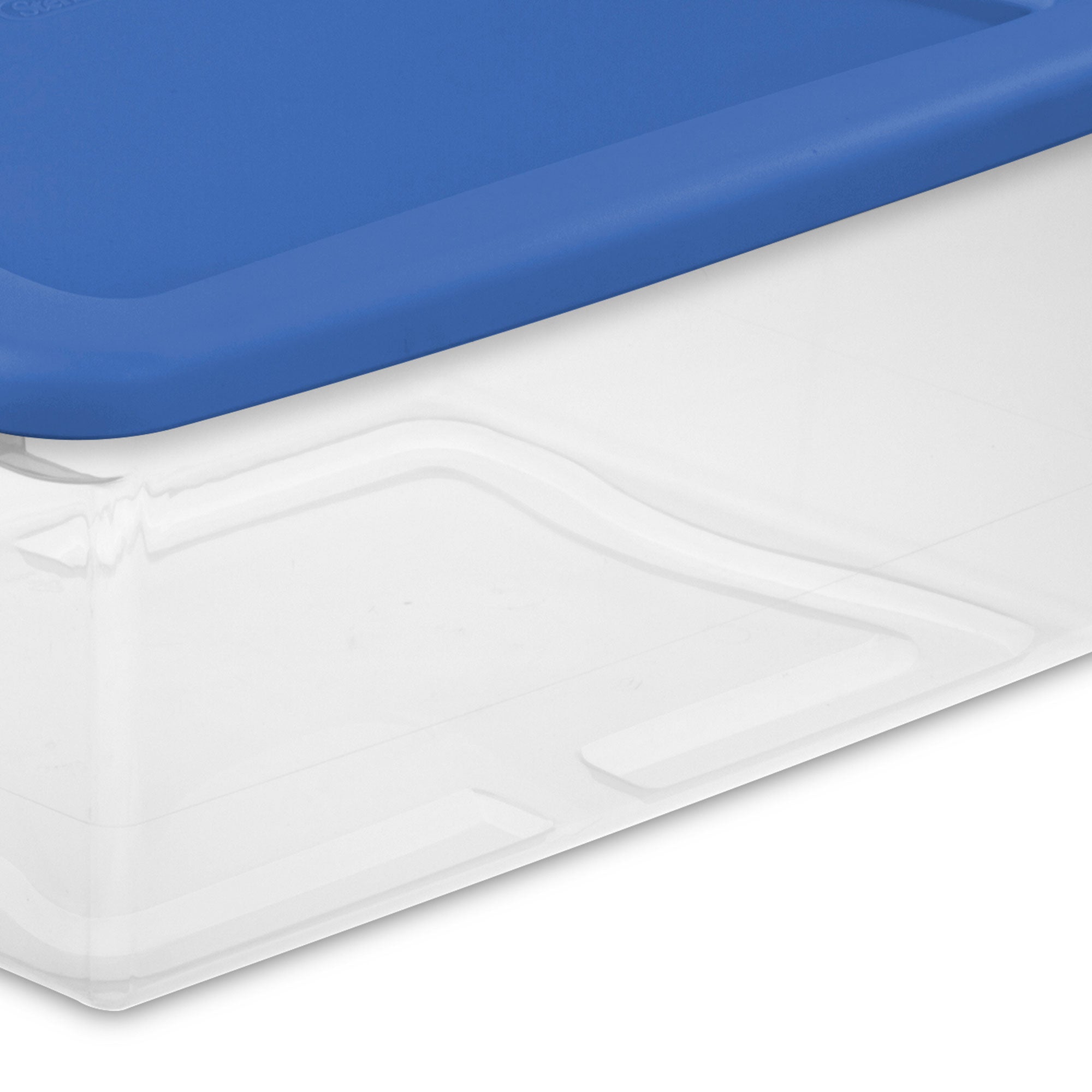 Sterilite 15 Qt Clear Latching Storage Container Organizing Box, Blue (48 Pack)