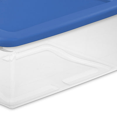 Sterilite 15 Qt Clear Latching Storage Container Organizing Box, Blue (48 Pack)