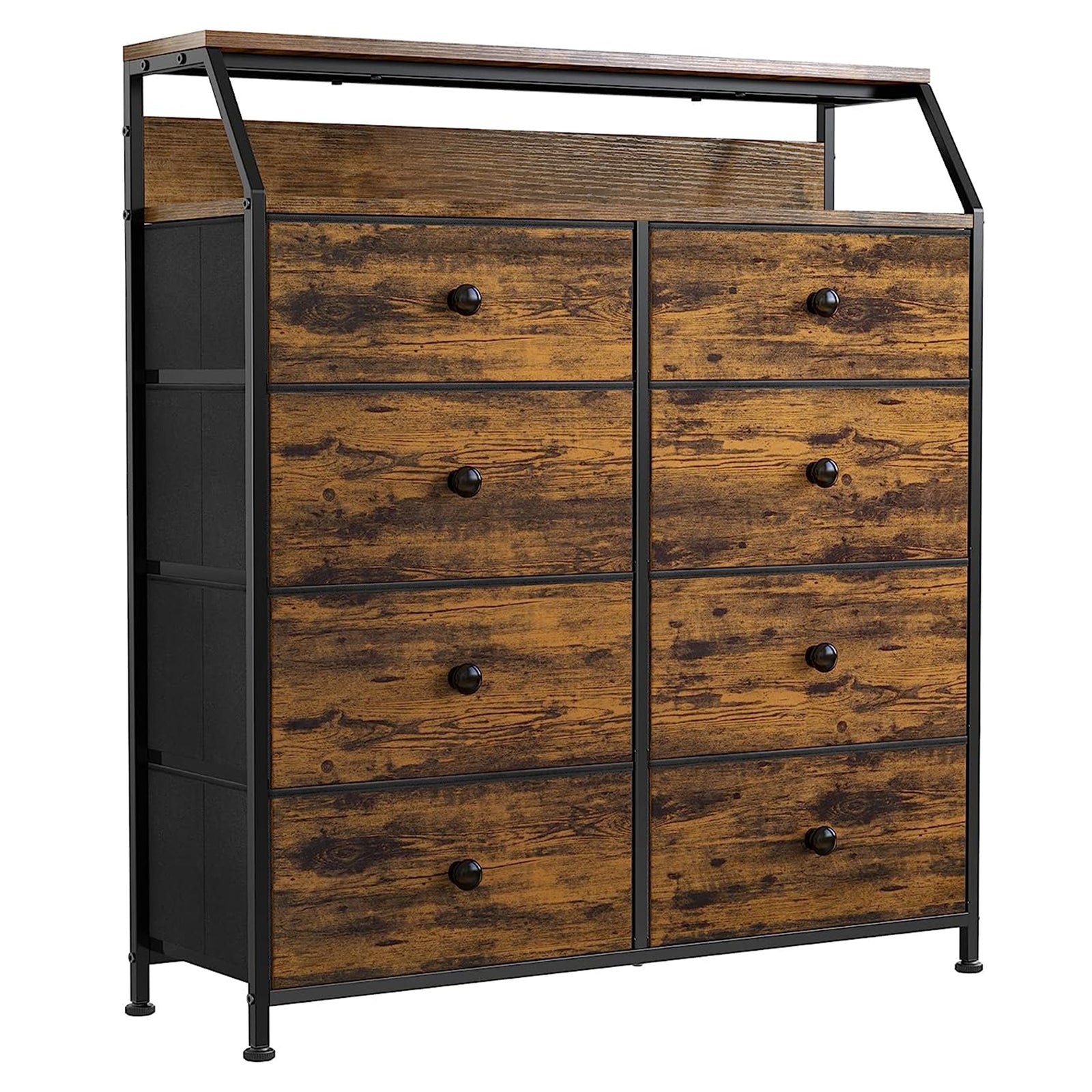 REAHOME 8 Drawer Wood Top Dresser w/ 2 Drawer Organizers, Rustic Brown (Used) - VMInnovations