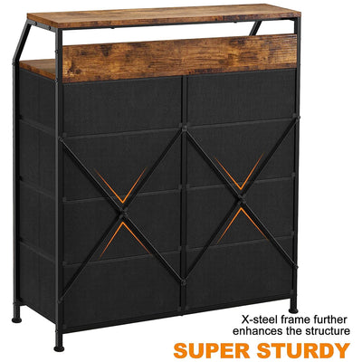 REAHOME 8 Drawer Wood Top Dresser w/ 2 Drawer Organizers, Rustic Brown (Used) - VMInnovations