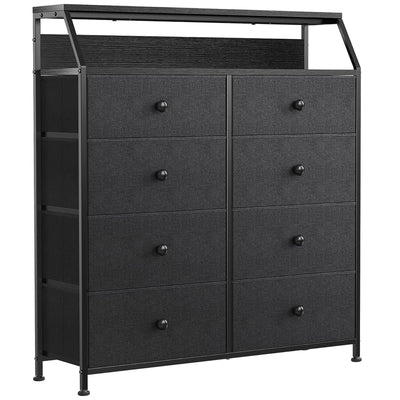 REAHOME 8 Drawer Wood Top Storage Dresser 2 Drawer Organizers, Black/Gray (Used)