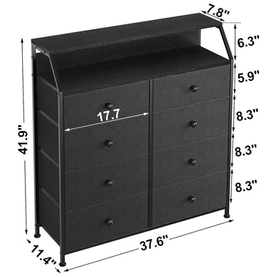 REAHOME 8 Drawer Wood Top Storage Dresser 2 Drawer Organizers, Black/Gray (Used) - VMInnovations
