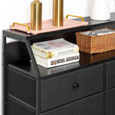 REAHOME 8 Drawer Wood Top Storage Dresser 2 Drawer Organizers, Black/Gray (Used) - VMInnovations