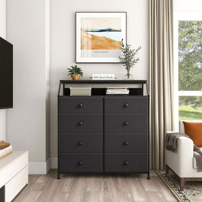 REAHOME 8 Drawer Wood Top Storage Dresser 2 Drawer Organizers, Black/Gray (Used) - VMInnovations