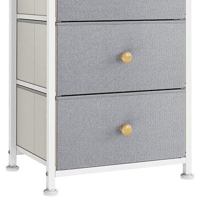 Vertical Narrow Metal Tower Dresser with 5 Fabric Drawer Bins, Gray (Open Box) - VMInnovations