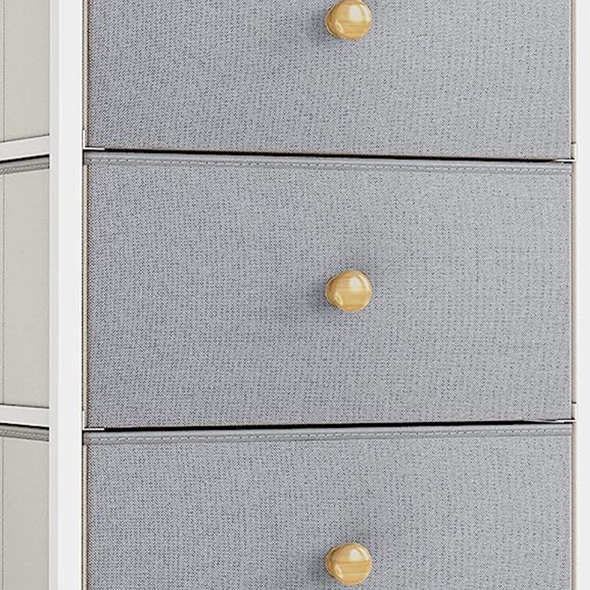 Vertical Narrow Metal Tower Dresser with 5 Fabric Drawer Bins, Gray (Open Box) - VMInnovations