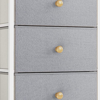 Vertical Narrow Metal Tower Dresser with 5 Fabric Drawer Bins, Gray (Open Box) - VMInnovations