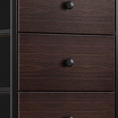 REAHOME Vertical Narrow Metal Tower Dresser w/5 Fabric Bins, Brown (Open Box) - VMInnovations