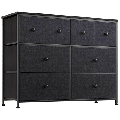 REAHOME 8 Drawer Steel Frame Bedroom Storage Chest Dresser, Black/Gray(Open Box)