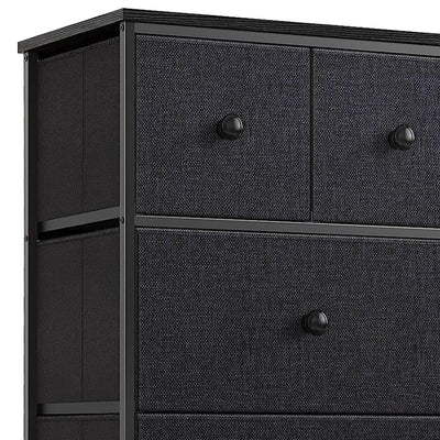 REAHOME 8 Drawer Steel Frame Bedroom Storage Chest Dresser, Black/Gray(Open Box)