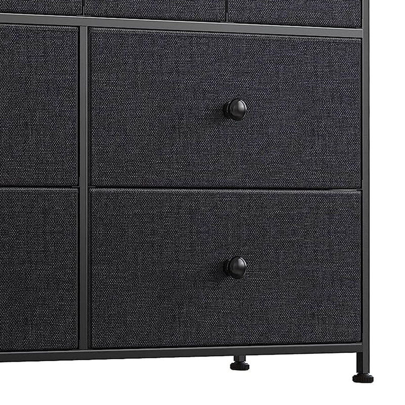 REAHOME 8 Drawer Steel Frame Bedroom Storage Chest Dresser, Black/Gray(Open Box)