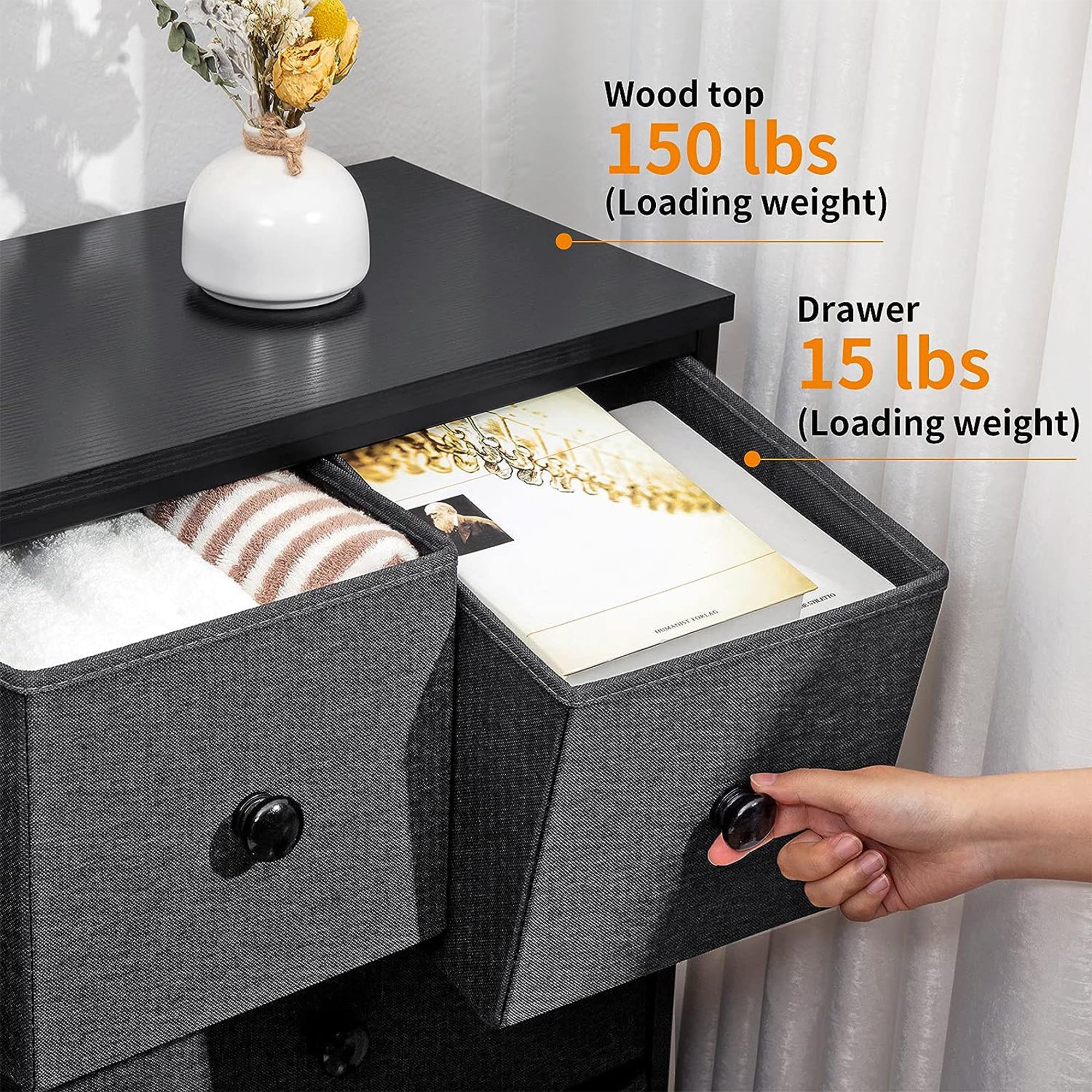 REAHOME 8 Drawer Steel Bedroom Storage Organizer Chest Dresser, Black/Gray(Used) - VMInnovations