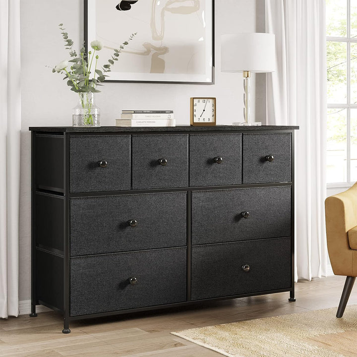 REAHOME 8 Drawer Steel Bedroom Storage Organizer Chest Dresser, Black/Gray(Used)