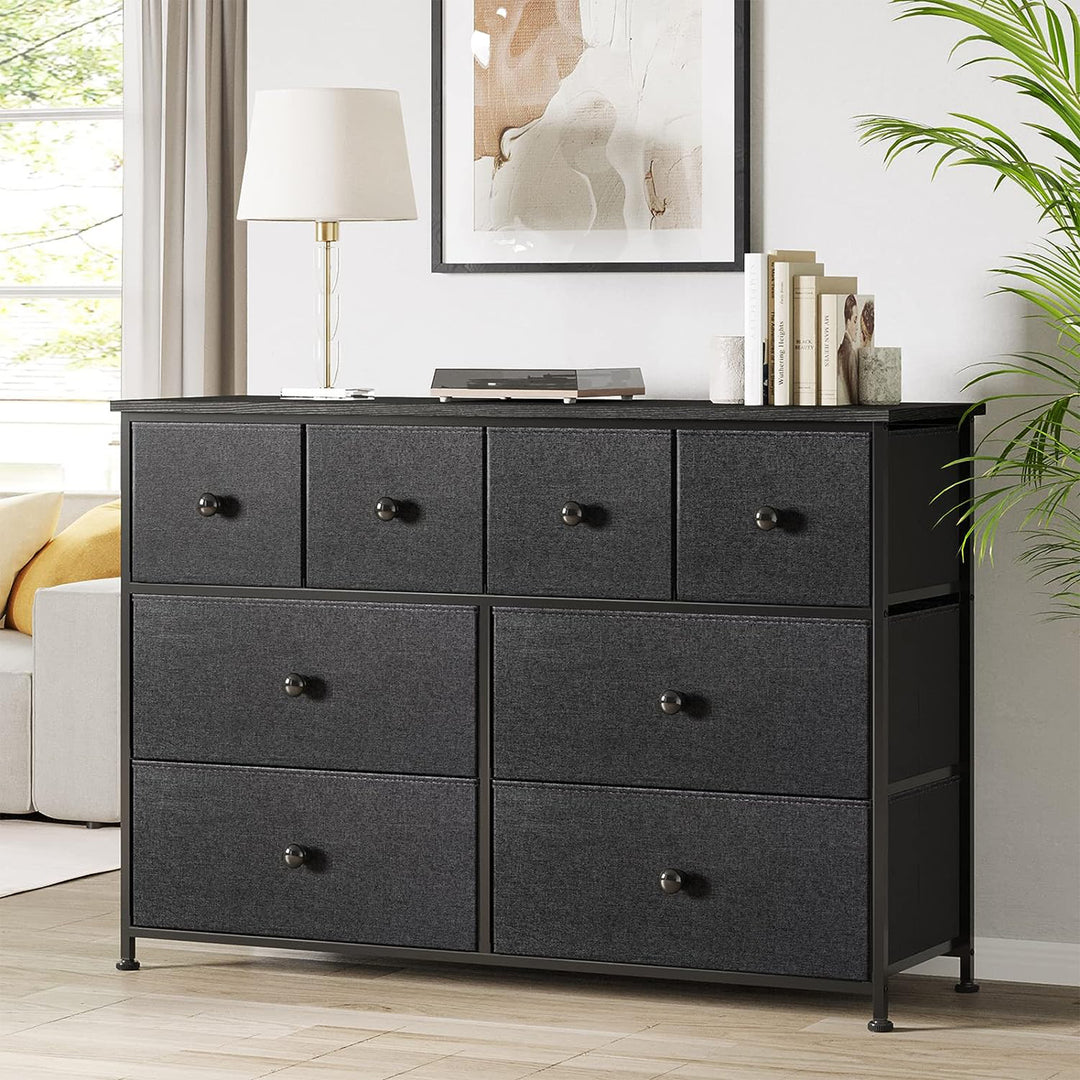 REAHOME 8 Drawer Steel Bedroom Storage Organizer Chest Dresser, Black/Gray(Used)
