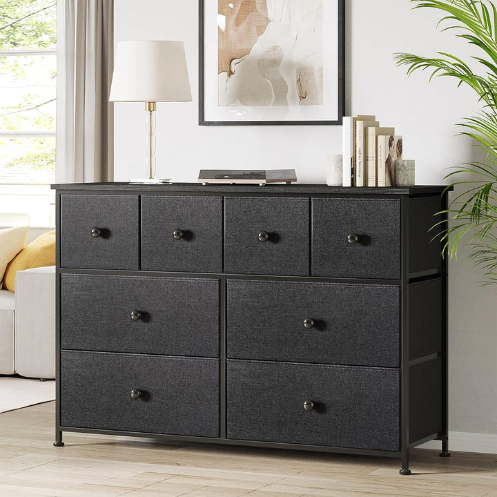 REAHOME 8 Drawer Steel Bedroom Storage Organizer Chest Dresser, Black/Gray(Used)