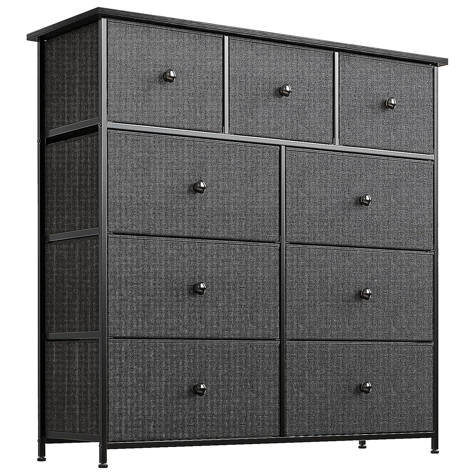 REAHOME 9 Drawer Steel Frame Bedroom Storage Organizer Chest Dresser, Black/Gray - VMInnovations
