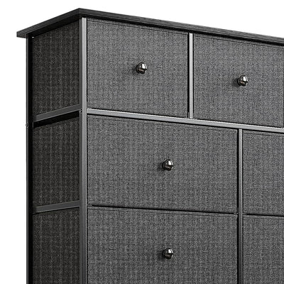 REAHOME 9 Drawer Steel Frame Bedroom Storage Organizer Chest Dresser, Black/Gray - VMInnovations