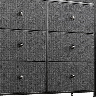 REAHOME 9 Drawer Steel Frame Bedroom Storage Organizer Chest Dresser, Black/Gray - VMInnovations