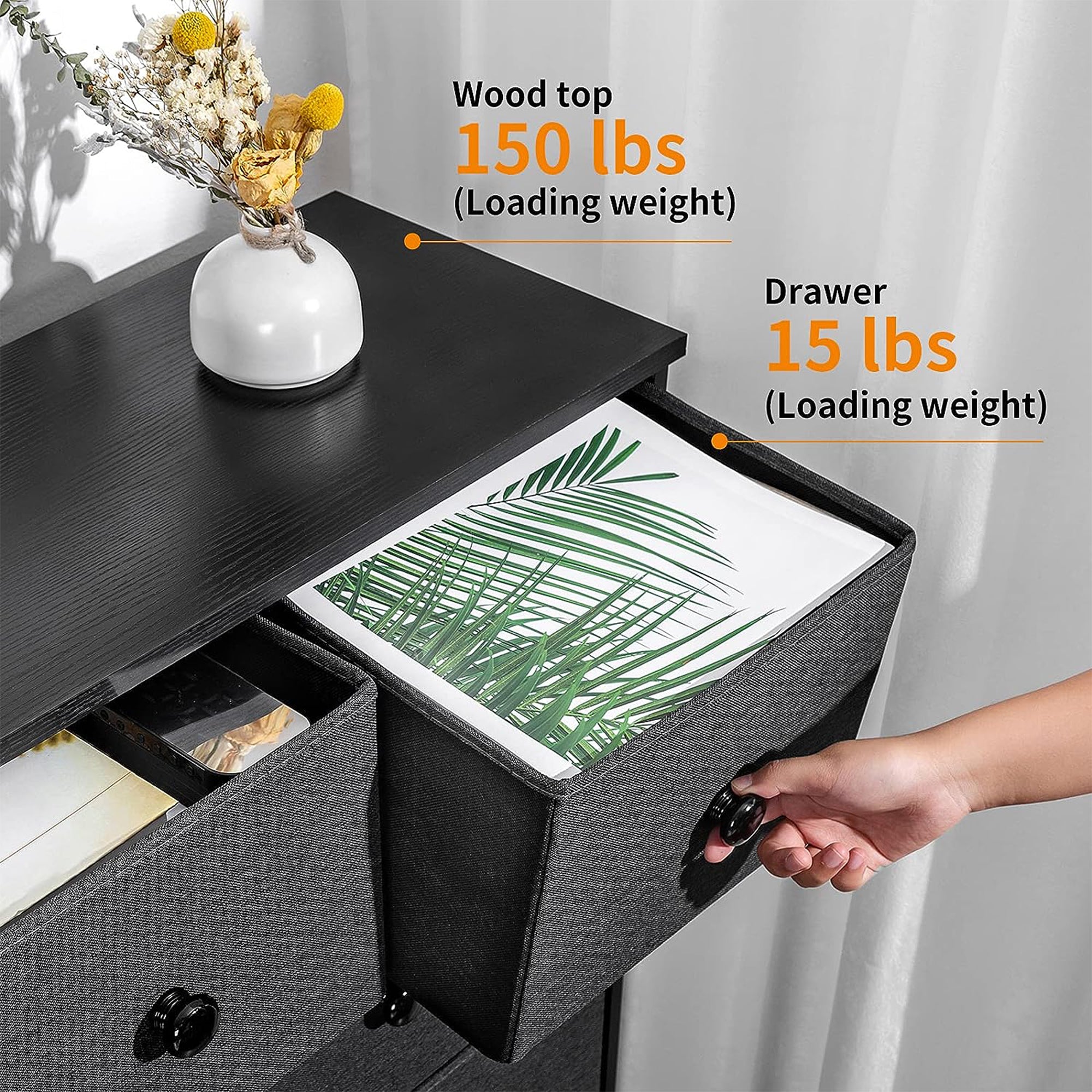 REAHOME 9 Drawer Steel Frame Bedroom Storage Organizer Chest Dresser, Black/Gray - VMInnovations