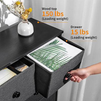 REAHOME 9 Drawer Steel Frame Bedroom Storage Organizer Chest Dresser, Black/Gray - VMInnovations