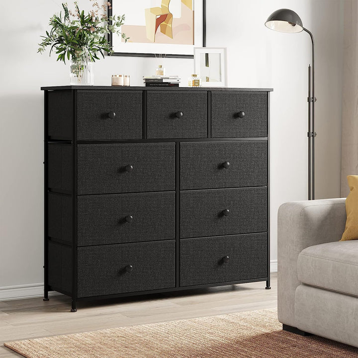 REAHOME 9 Drawer Steel Frame Storage Organizer Chest Dresser, Black(Open Box)