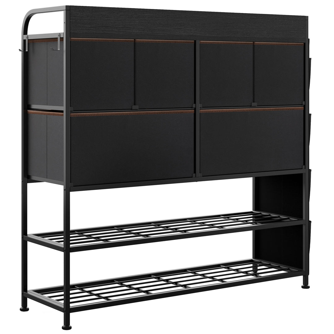 REAHOME 6 Fabric Drawer Dresser w/2 Tier Shelf & Pockets, Espresso (Open Box)