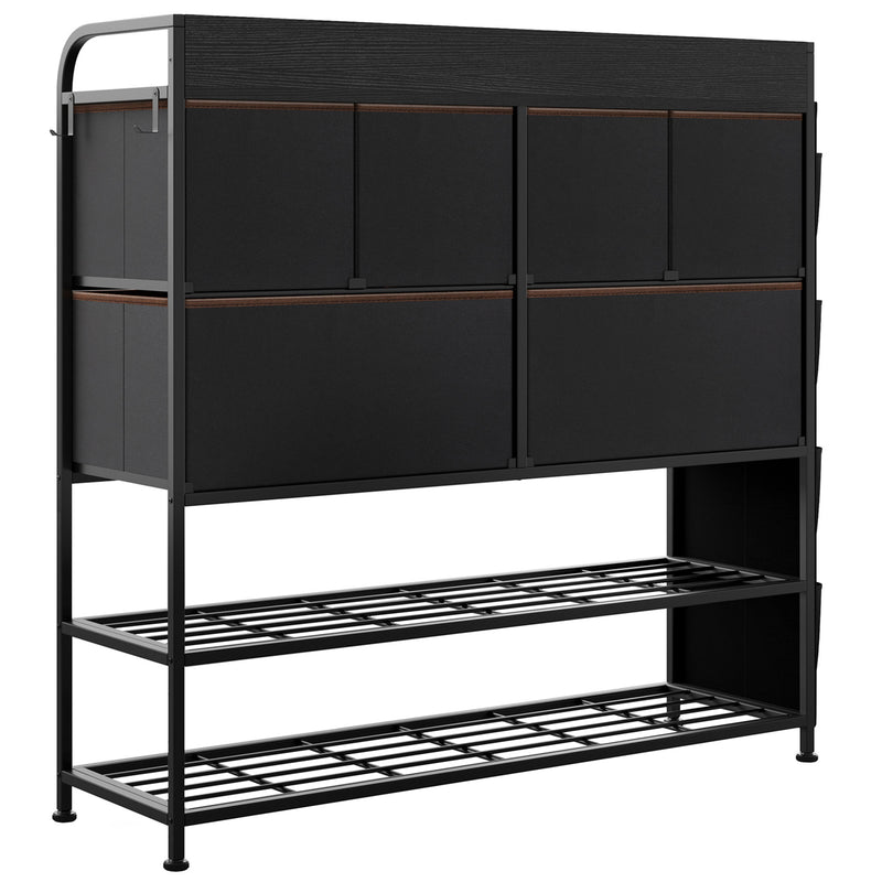 REAHOME 6 Fabric Drawer Dresser w/2 Tier Storage Shelf & Pockets, Espresso(Used)