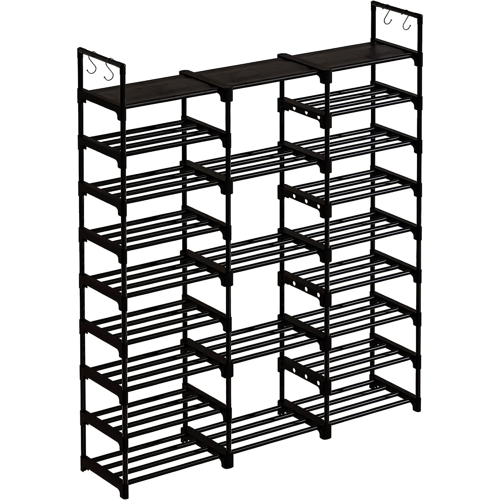 WOWLIVE 9 Tier Shoe Rack, 50 to 55 Pair Shelf Storage Organizer, Black (Used) - VMInnovations