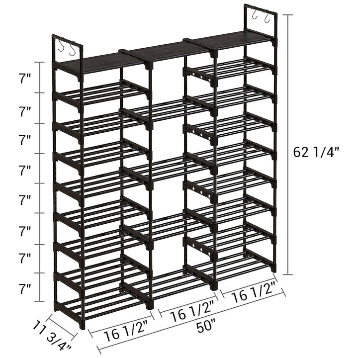 WOWLIVE 9 Tier Shoe Rack, 50-55 Pair Shelf Storage Organizer, Black (For Parts)