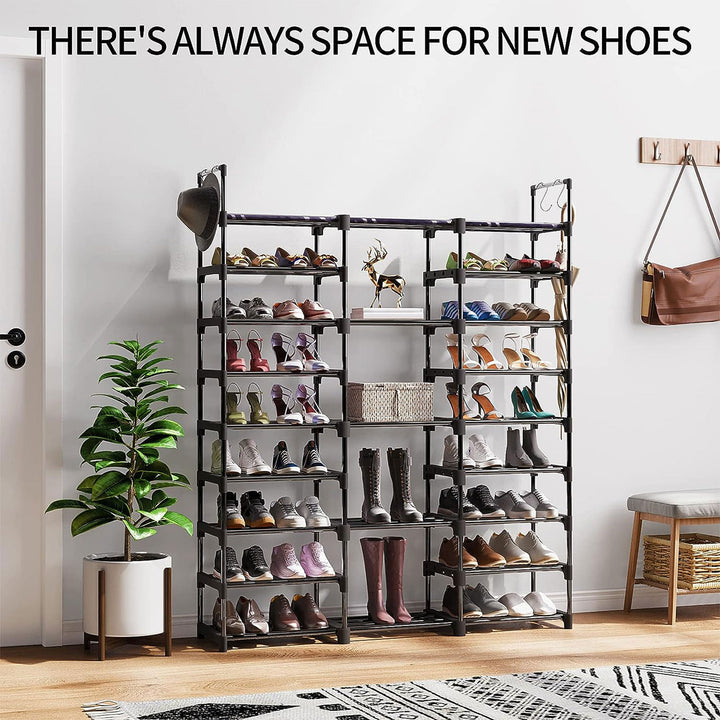 WOWLIVE 9 Tier Shoe Rack, 50-55 Pair Shelf Storage Organizer, Black (For Parts)