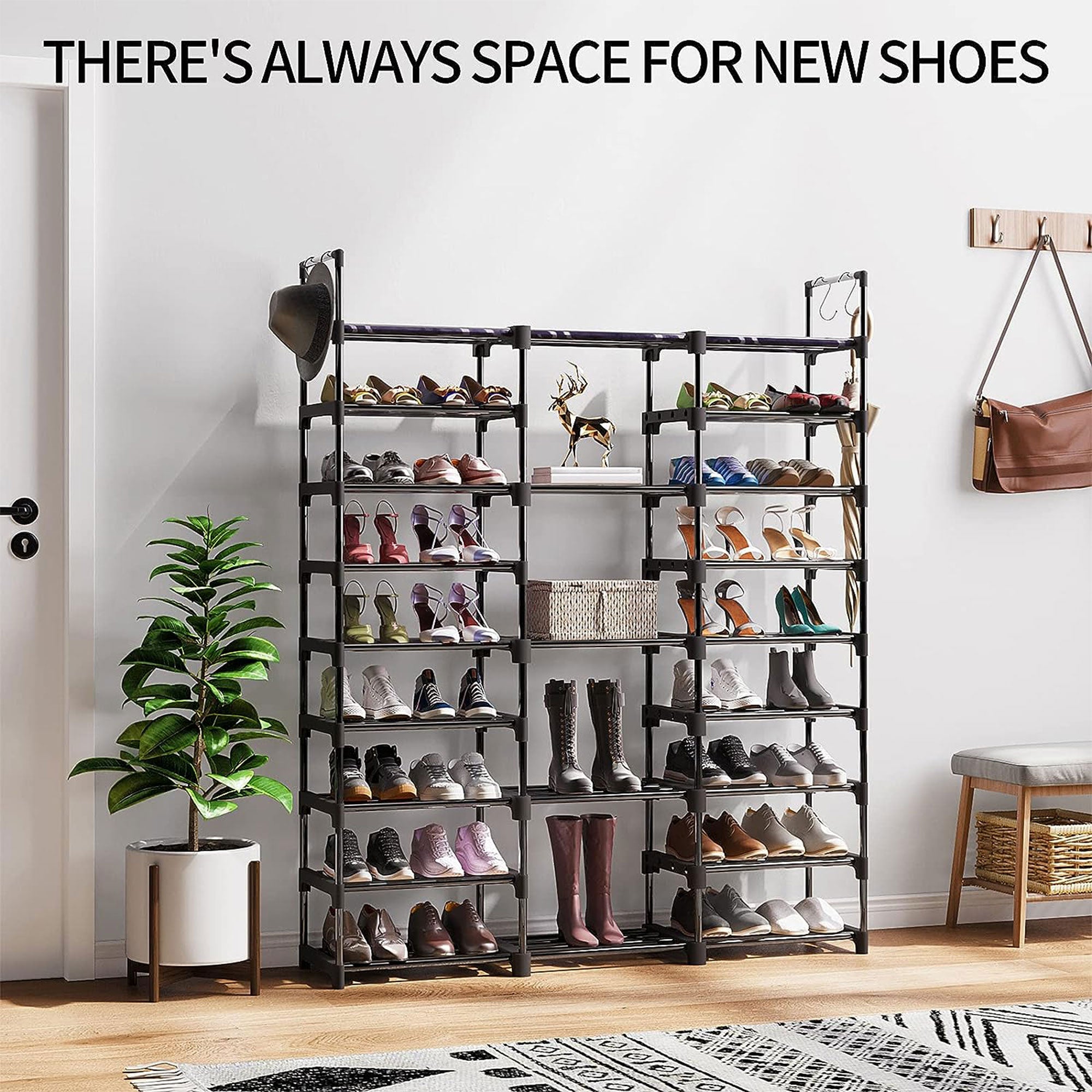 WOWLIVE 9 Tier Shoe Rack, 50-55 Pair Shelf Storage Organizer, Black (For Parts) - VMInnovations