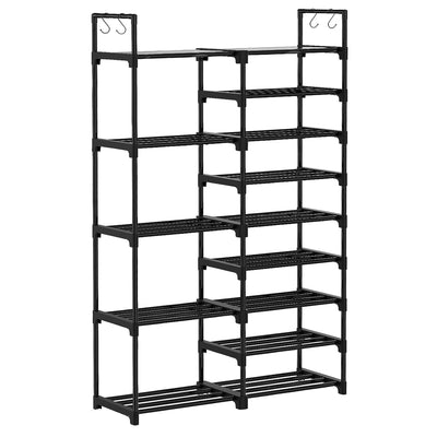 WOWLIVE 9 Tier Metal Shoe Rack, 30-35 Pair Shelf Organizer, Black (For Parts)
