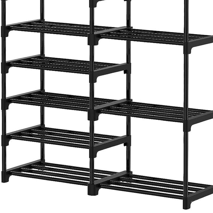 WOWLIVE 9 Tier Metal Shoe Rack, 30-35 Pair Shelf Organizer, Black (Used)