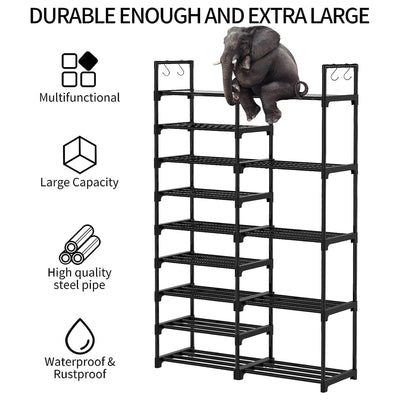 WOWLIVE 9 Tier Metal Shoe Rack,30-35 Pair Shelf Storage Organizer, Blk(Open Box) - VMInnovations