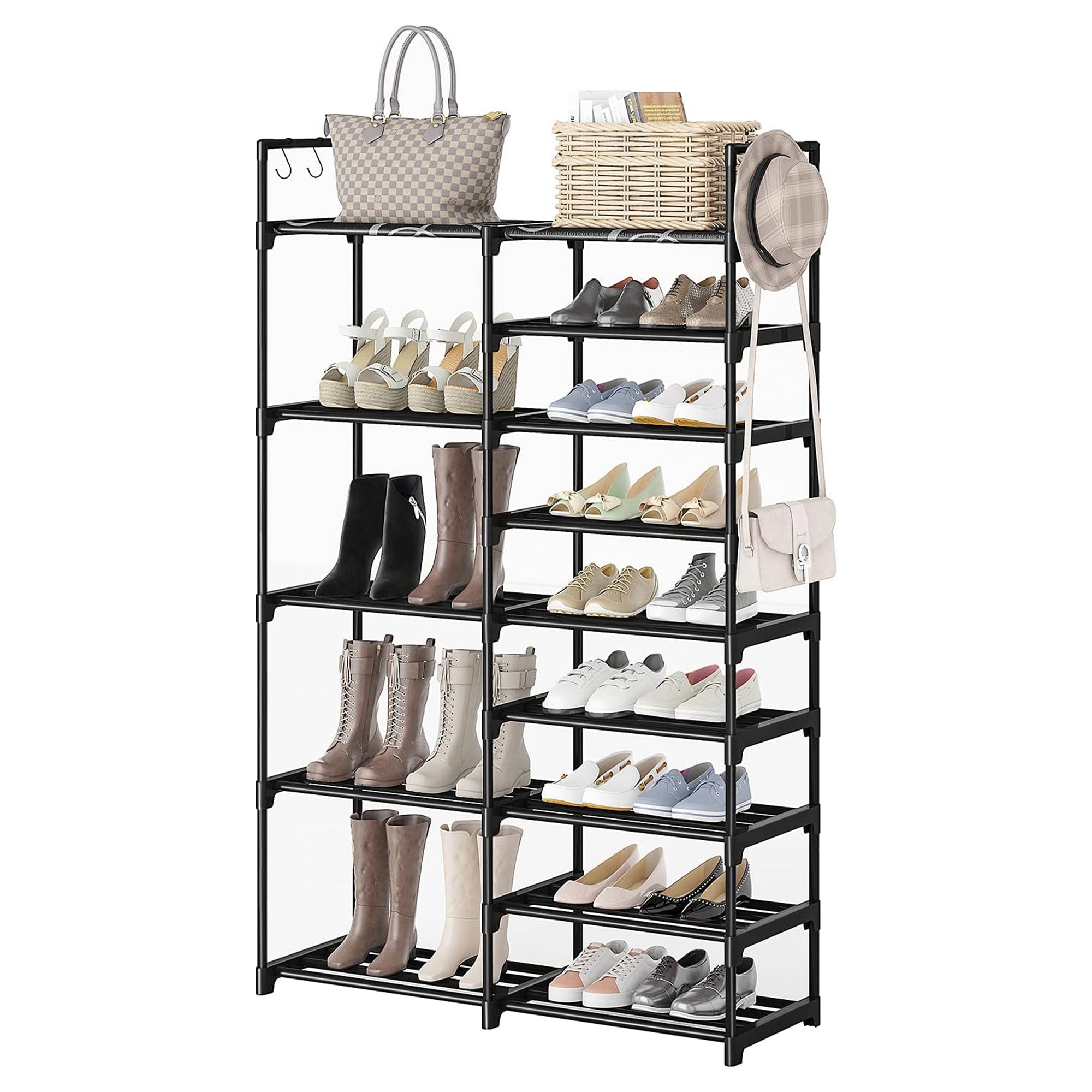 WOWLIVE 9 Tier Metal Shoe Rack, 30-35 Pair Shelf Organizer, Black (For Parts) - VMInnovations