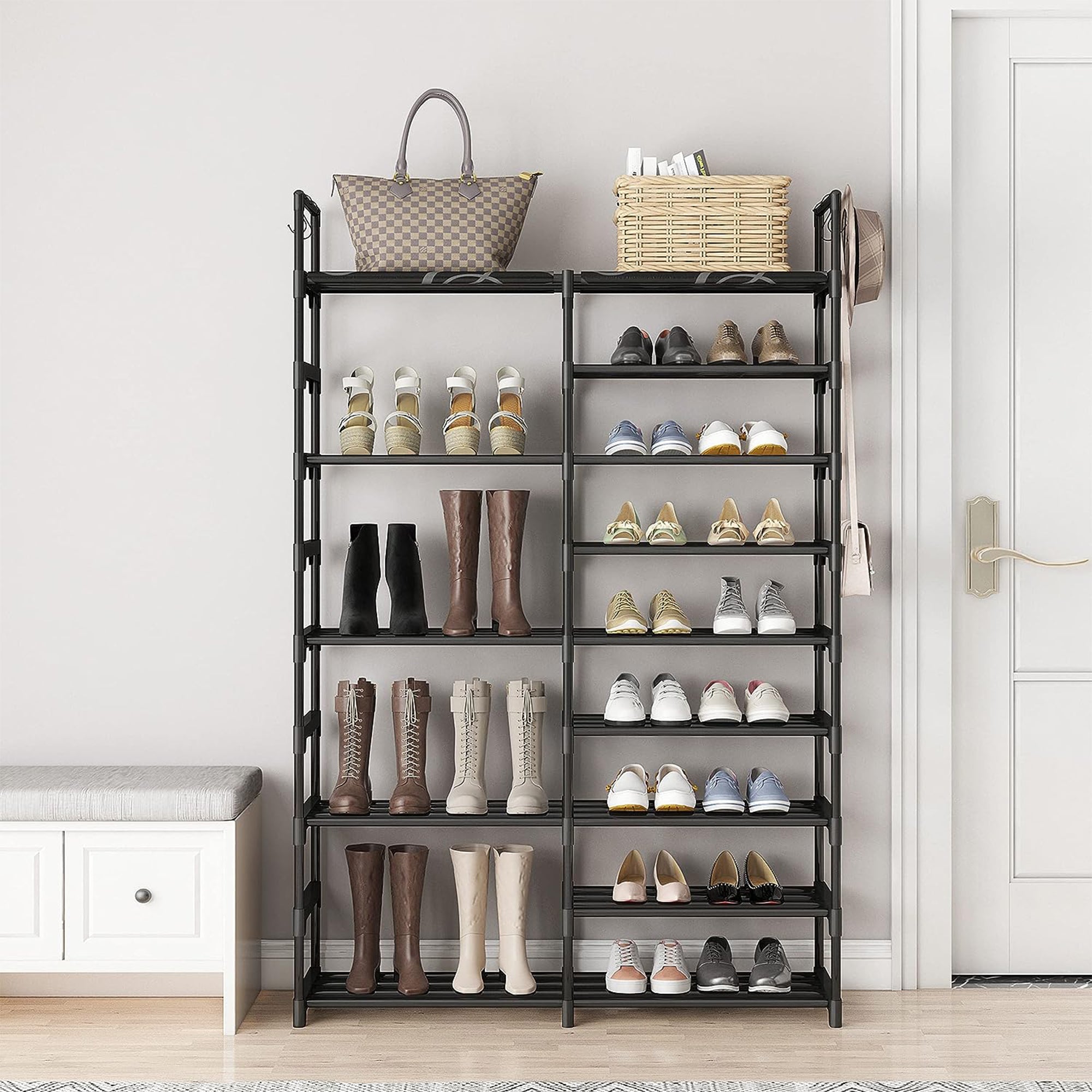 WOWLIVE 9 Tier Metal Shoe Rack, 30-35 Pair Shelf Organizer, Black (For Parts) - VMInnovations
