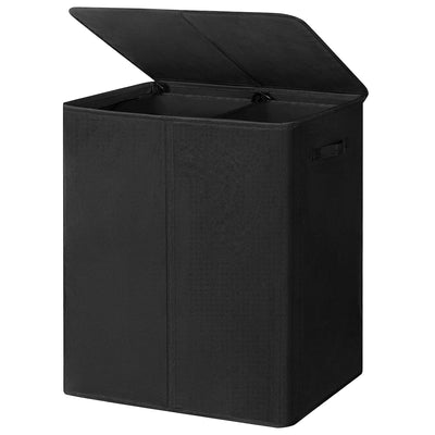 WOWLIVE 154L Fabric Double Hamper w/Lid and Removable Bags, Black (Open Box) - VMInnovations