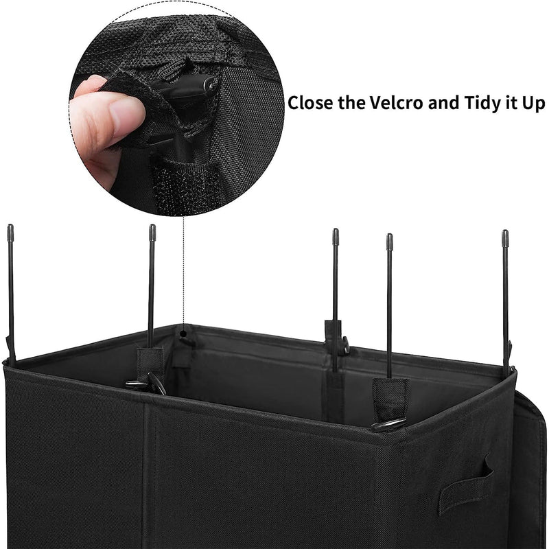 WOWLIVE 154L Fabric Double Hamper w/Lid and Removable Bags, Black (Open Box)