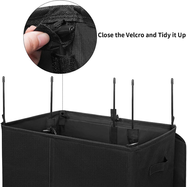 WOWLIVE 154L Fabric Double Hamper w/Lid and Removable Bags, Black (Open Box)