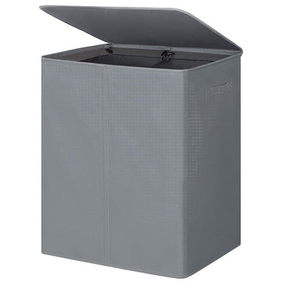 WOWLIVE 154L Fabric Double Laundry Hamper with Lid and Removable Bags, Gray - VMInnovations