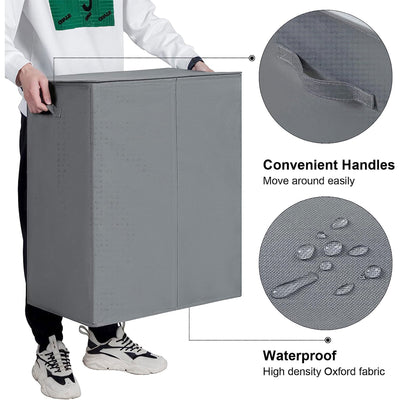 WOWLIVE 154L Fabric Double Laundry Hamper with Lid and Removable Bags, Gray - VMInnovations